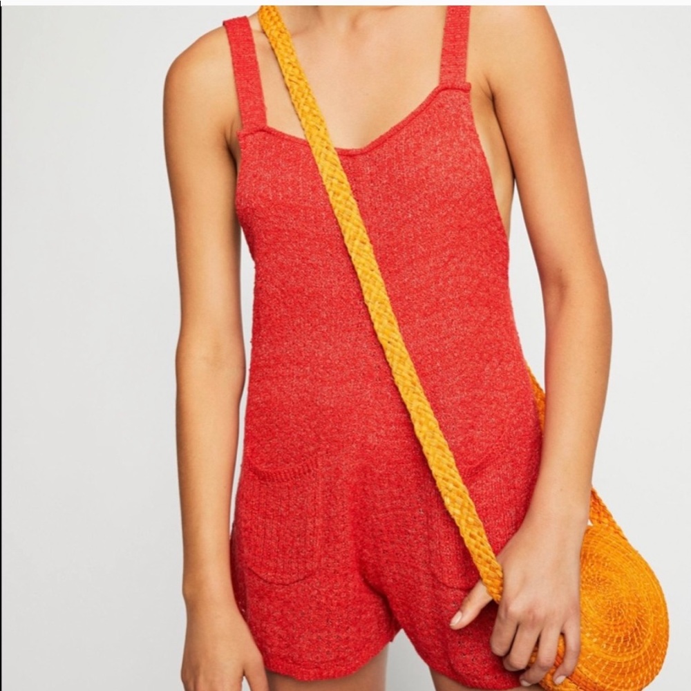 FREE PEOPLE Overalls Romper Knit Shorts Size Small
